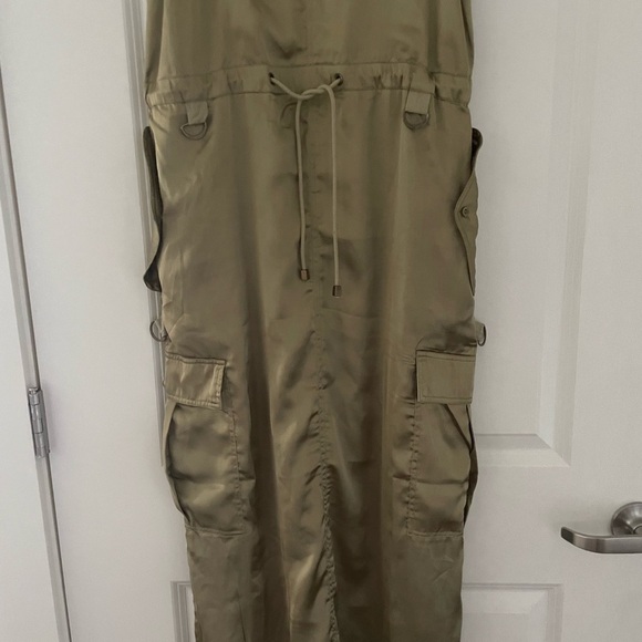 Anthropologie Love the Label Satin Utility Cargo Midi Dress - Picture 9 of 10